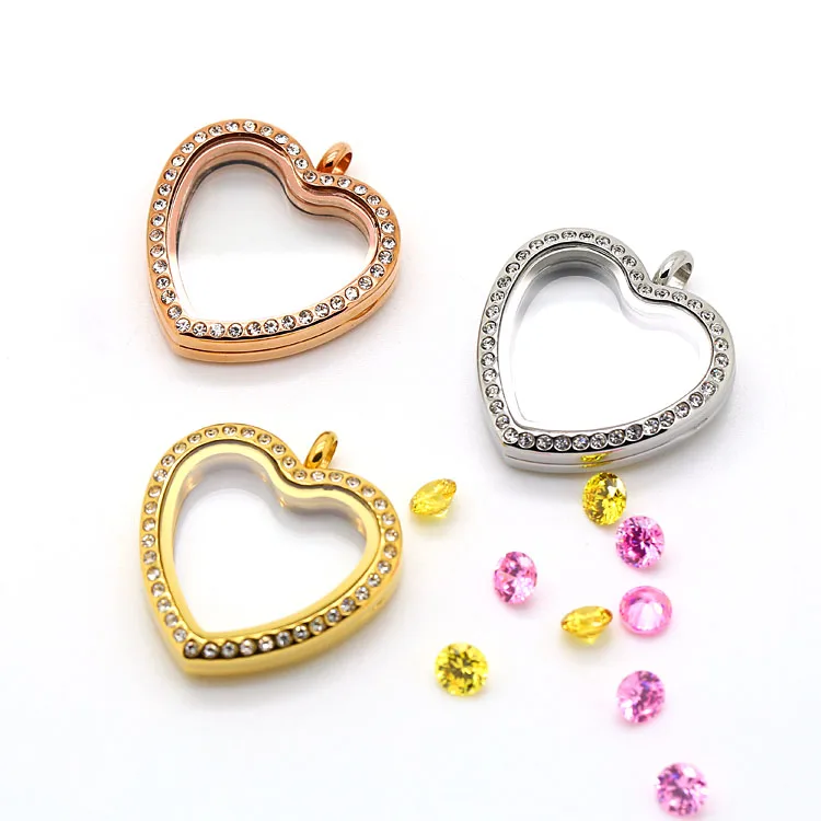 316L Stainless Steel Heart Shape Locket Glass Photo Floating Living Locket Charms Locket Pendant With Crystals
316L Stainless Steel Heart Shape Locket Glass Photo Floating Living Locket Charms Locket Pendant With Crystals