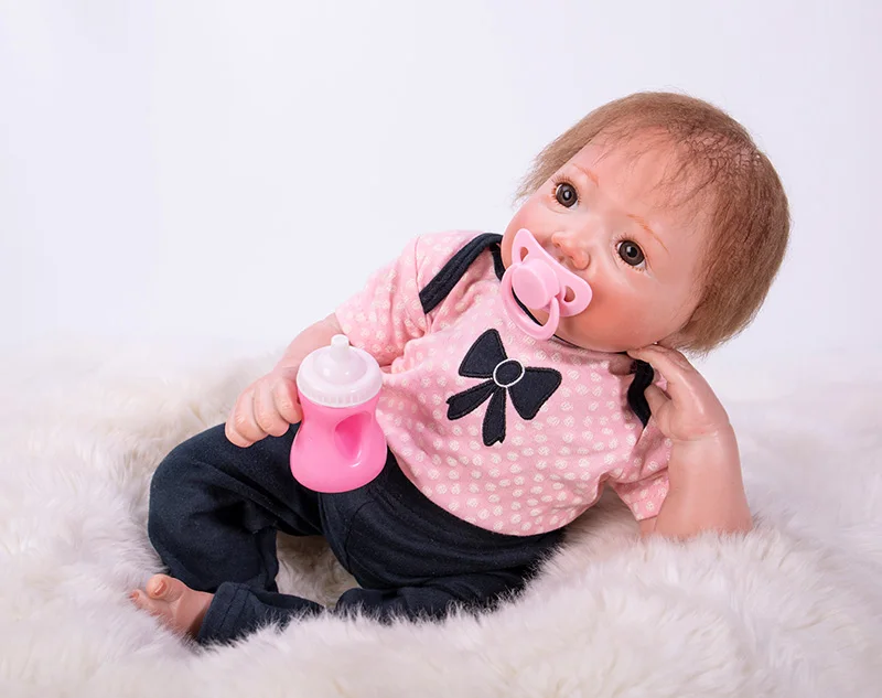 

50cm Silicone Reborn Baby pink Doll kids Playmate Gift For Girls 20 Inch Baby Alive Soft Toys For Bouquets Doll Bebe Reborn