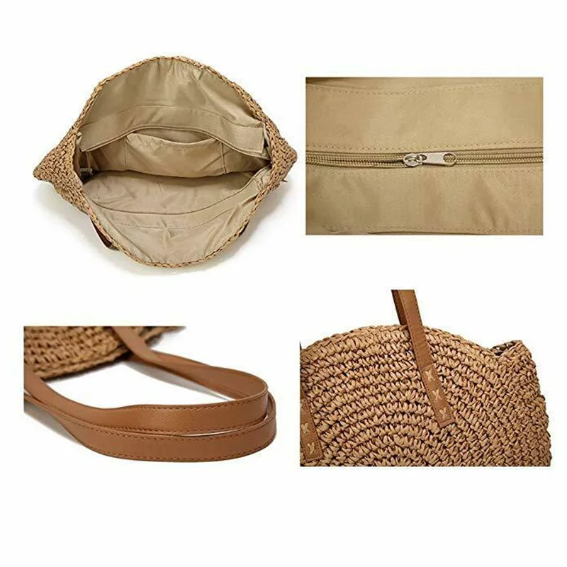 Богемский стиль женская соломенная сумка Повседневная Тканые круглые плетеная