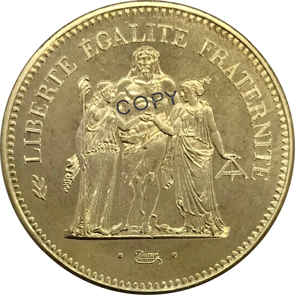 Франция 1980, Франция, 50 франков, золотая монета, латунные коллекционные монеты, копия
Франция 1980, Франция, 50 франков, золотая монета, латунные коллекционные монеты, копия