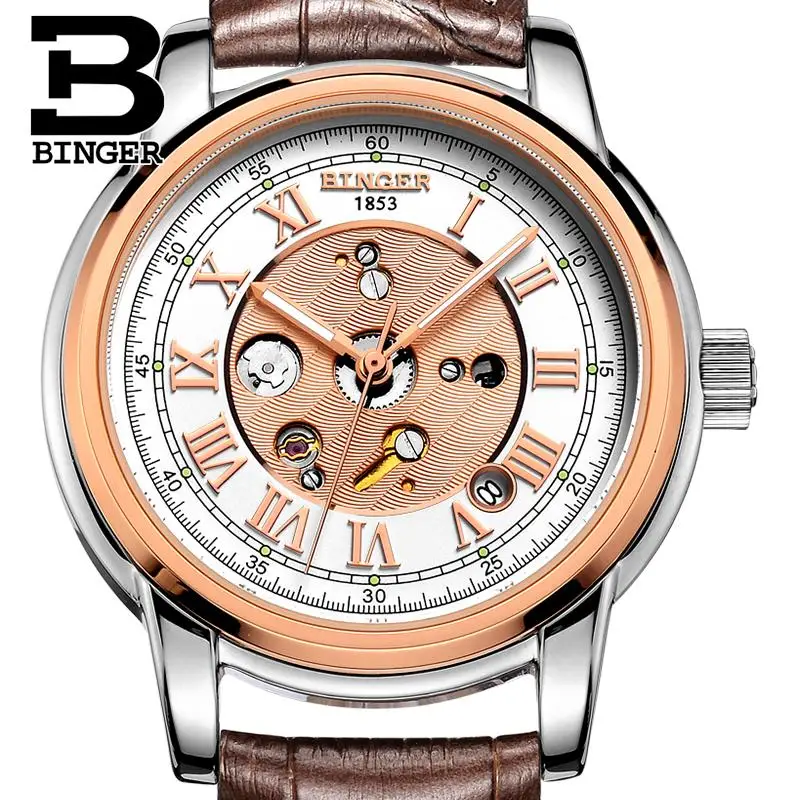 Switzerland Men's watch BINGER Mechanical Wristwatches waterproof full gold leather strap 1 year guarantee clock B1159G-7
Switzerland Men's watch BINGER Mechanical Wristwatches waterproof full gold leather strap 1 year guarantee clock B1159G-7