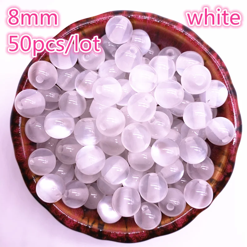 New 50pcs/lot 8mm Imitation Natural Opal Beads Round White Resin Spacer Beads for Jewelry Making DIY Bracelet
New 50pcs/lot 8mm Imitation Natural Opal Beads Round White Resin Spacer Beads for Jewelry Making DIY Bracelet
