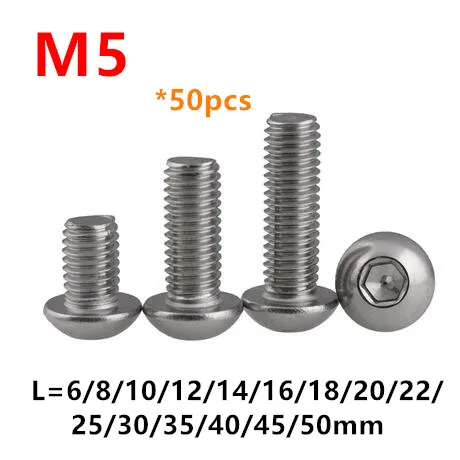 Винты с шестигранной головкой ISO7380/SUS304 M5, 50 шт., с круглой головкой, размеры M5 * 6/8/10/12/16/18/20/25/30/35/40/50/60 мм болты с грибовидной головкой
Винты с шестигранной головкой ISO7380/SUS304 M5, 50 шт., с круглой головкой, размеры M5 * 6/8/10/12/16/18/20/25/30/35/40/50/60 мм болты с грибовидной головкой