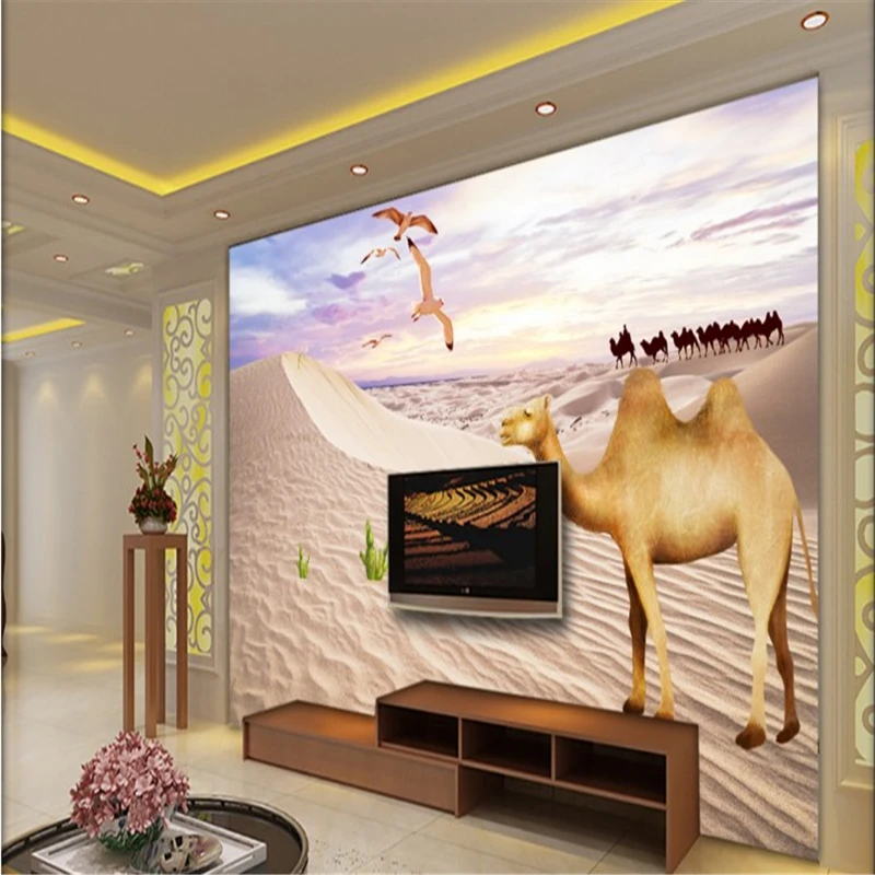 

beibehang Large custom wallpapers desert landscape bedroom living room TV backdrop papel de parede para quarto em 3d relevo