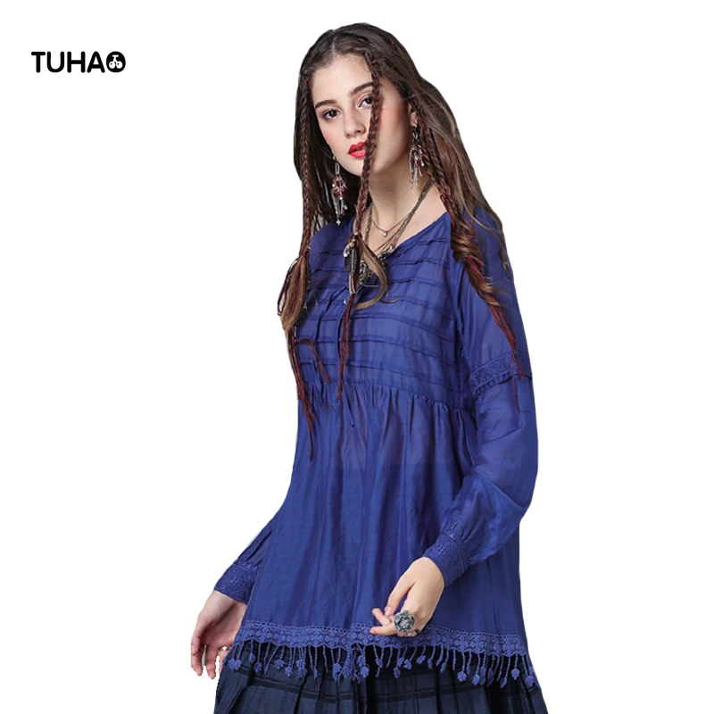 TUHAO Spring Autumn Embroidery Tassel Blouse Women Shirts Long Sleeve Vintage Silk Blouses Tops Femme Blousas TB9225
TUHAO Spring Autumn Embroidery Tassel Blouse Women Shirts Long Sleeve Vintage Silk Blouses Tops Femme Blousas TB9225