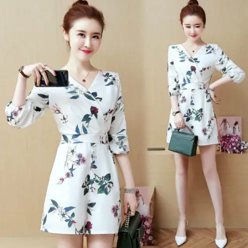 

Floral Print Chiffon Rompers Womens Jumpsuit Combinaison Femme One Piece Pants Overalls Female Summer Salopette Macacao Feminino