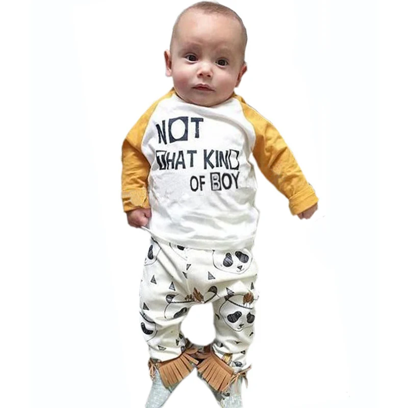 

SOSOCOER Boys Girls Clothing Set Cartoon Panda Kids Baby Clothes Letter T Shirt+Animal Pants 2017 Summer Children Clothing Sets