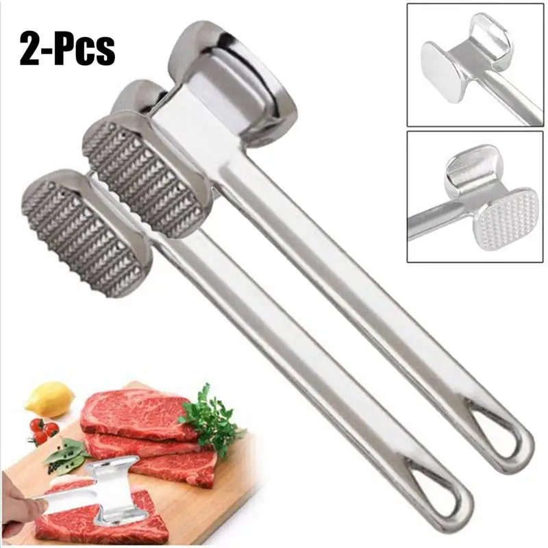 2pcs Steak Tenderizer Aluminum Alloy Meat Pounders Knock-sided Hammer Beaf Cookware Accessories Chicken Hammer Kitchen Tool
2pcs Steak Tenderizer Aluminum Alloy Meat Pounders Knock-sided Hammer Beaf Cookware Accessories Chicken Hammer Kitchen Tool