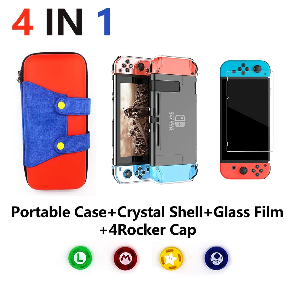 4 in 1 for Nintend Switch NS Console Carrying Storage Bag Protector +Anti-scratch Dustproof Transparent Crystal Shell+ NS Skin
4 in 1 for Nintend Switch NS Console Carrying Storage Bag Protector +Anti-scratch Dustproof Transparent Crystal Shell+ NS Skin