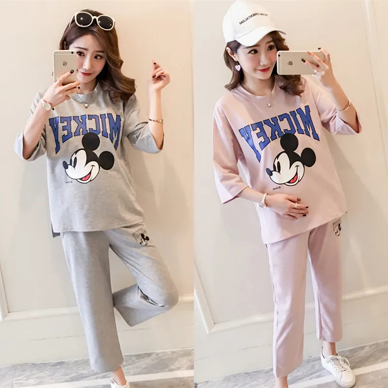 Cotton Maternity Suit T-shirt+Cropped pants Sets For Pregnant Two Pieces Fashion Clothes For Pregnant Women Plus Size Twinset
Cotton Maternity Suit T-shirt+Cropped pants Sets For Pregnant Two Pieces Fashion Clothes For Pregnant Women Plus Size Twinset