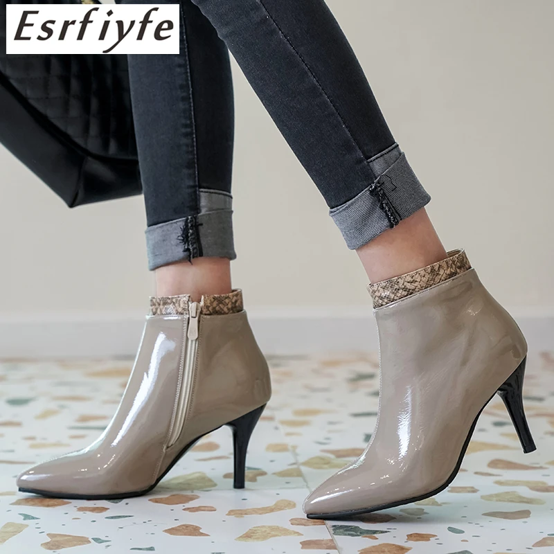 

ESRFIYFE 2020 New Black Ankle Boots for Women High Heel Pointed Toe Boots Ladies Autumn Winter Shoes Woman Botas Invierno Mujer