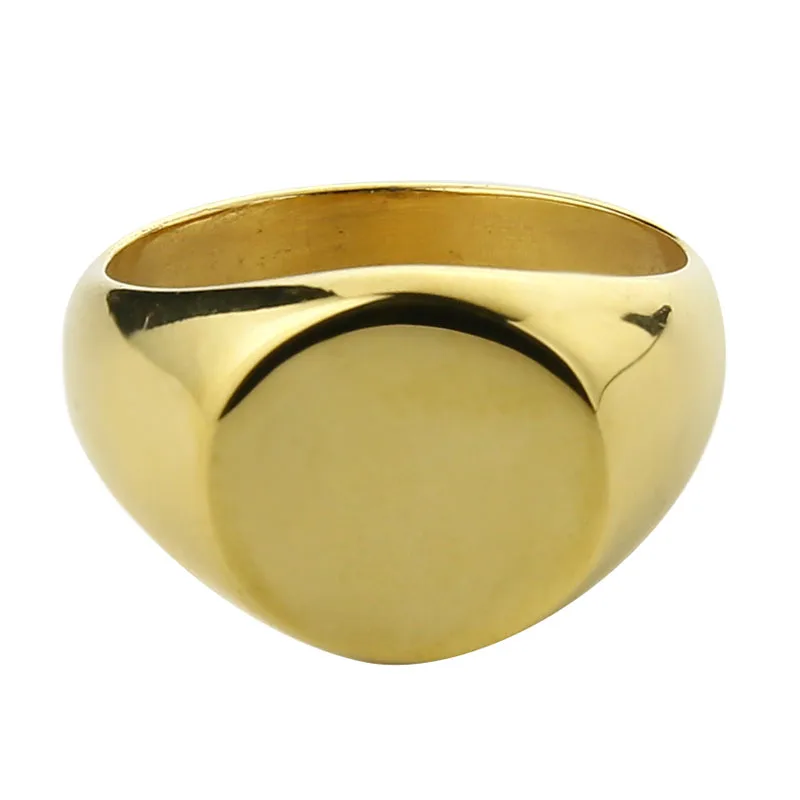 Кольцо-печатка EdgLifU из нержавеющей стали для мужчин и женщин простое круглое