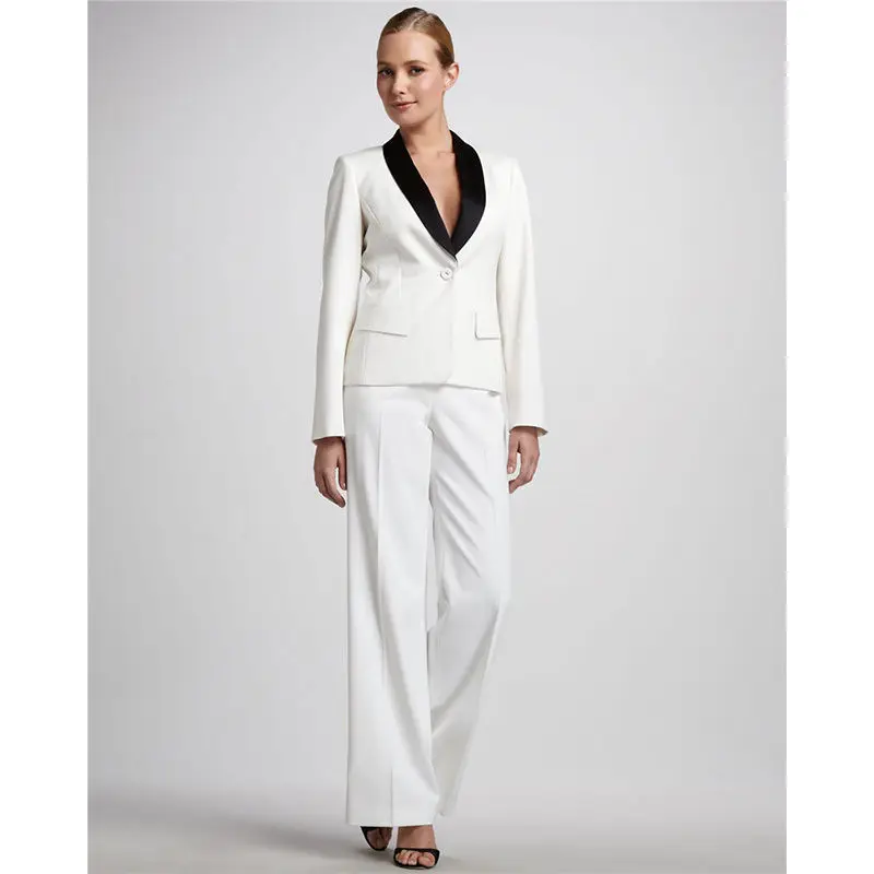 New White Ladies Suits Office Uniform Designs Womens Business Suits Black Shawl Lapel Interview Suit B47
New White Ladies Suits Office Uniform Designs Womens Business Suits Black Shawl Lapel Interview Suit B47