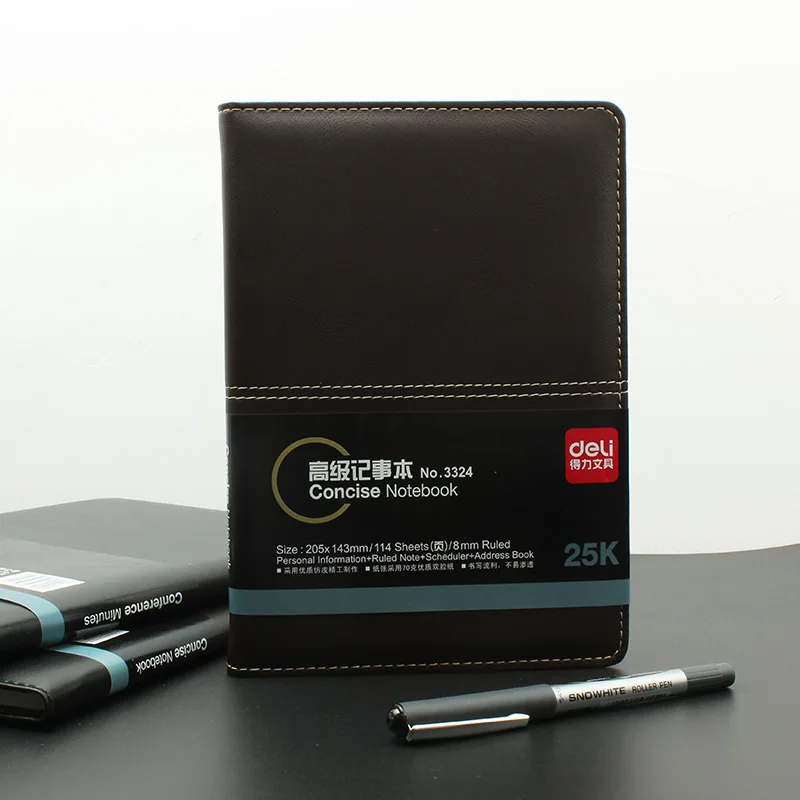Deli 1pcs Thick Paper leather notebook 2 color stationery 3324 office notepad bussiness concise note Diary book with a pen
Deli 1pcs Thick Paper leather notebook 2 color stationery 3324 office notepad bussiness concise note Diary book with a pen