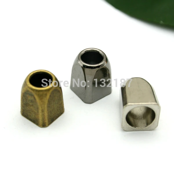 

60pcs/lot metal zinc alloy bell stoppers square cord ends lock nickle, black, bronze free shipping BELL-008