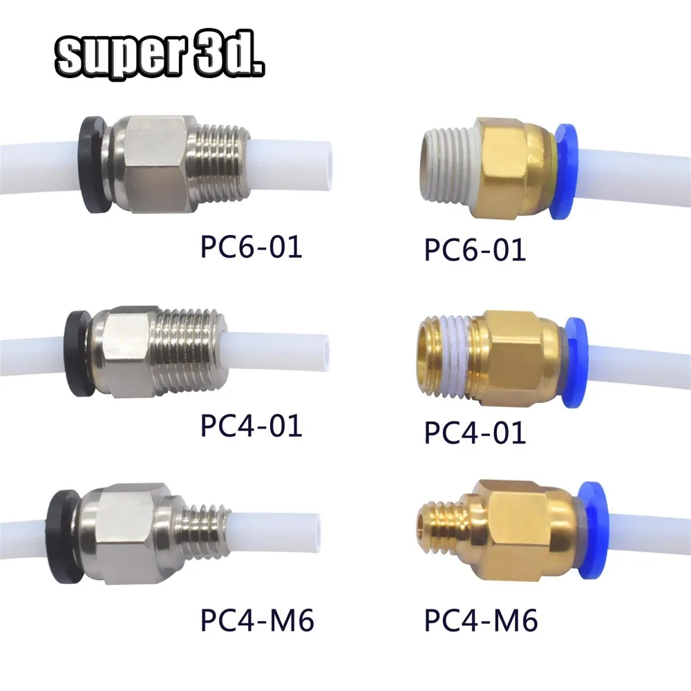 2pcs Pneumatic Connectors For 3D Printers Parts bowden Quick Jointer coupler 1.75/3mm Pipe pc4 m6 m10 fittings PTFE Tube 2/4mm
2pcs Pneumatic Connectors For 3D Printers Parts bowden Quick Jointer coupler 1.75/3mm Pipe pc4 m6 m10 fittings PTFE Tube 2/4mm