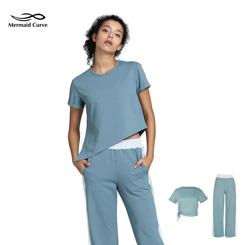 Yoga Sets Female Outdoors Running Clothing Loose Quick dry Short Sleeved T-shirt + Trousers Pant Gym Sports Two Piece Suit Women
Yoga Sets Female Outdoors Running Clothing Loose Quick dry Short Sleeved T-shirt + Trousers Pant Gym Sports Two Piece Suit Women