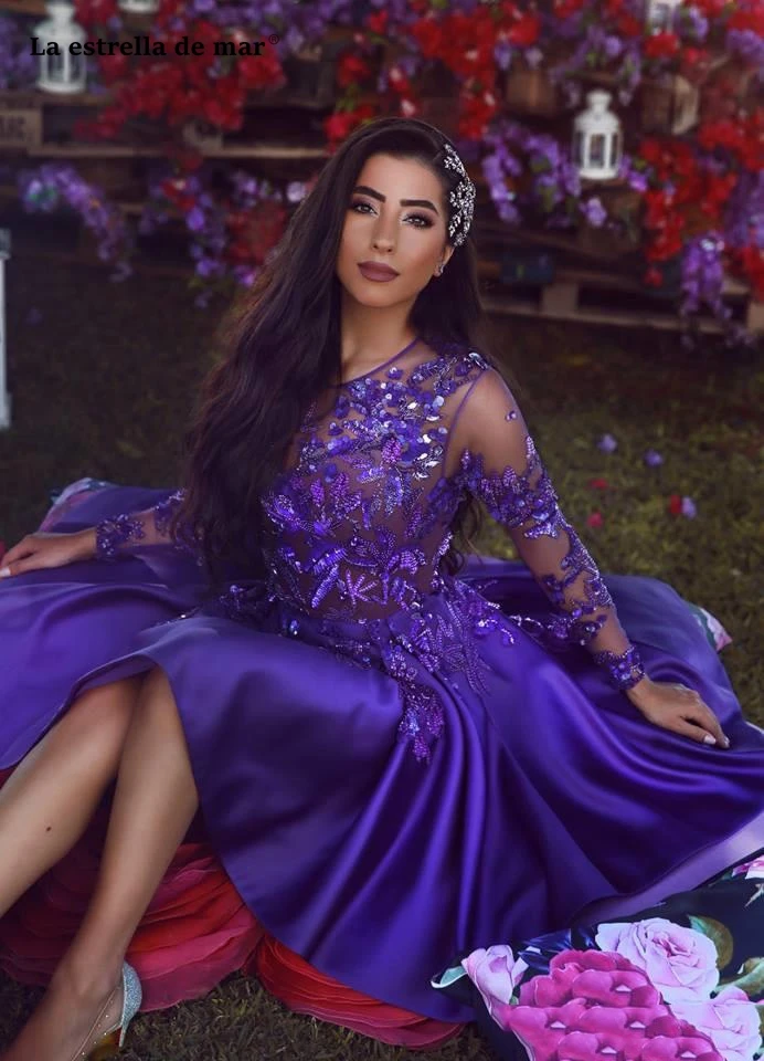 Purple Short Cocktail Dresses Long Sleeves Appliqued Formal Evening Gowns Party Dresses For Special Occasion Prom Gown
Purple Short Cocktail Dresses Long Sleeves Appliqued Formal Evening Gowns Party Dresses For Special Occasion Prom Gown