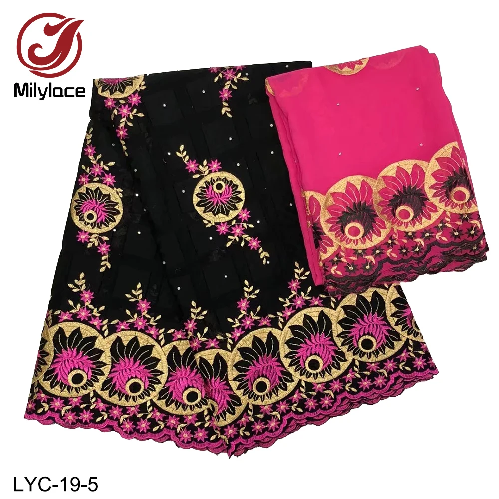 Comfortable African Cotton Lace Fabric Embroidery Swiss Cotton Voile Lace 5 Yards + 2 Yard Chiffon Fabric for One Set LYC-15
Comfortable African Cotton Lace Fabric Embroidery Swiss Cotton Voile Lace 5 Yards + 2 Yard Chiffon Fabric for One Set LYC-15