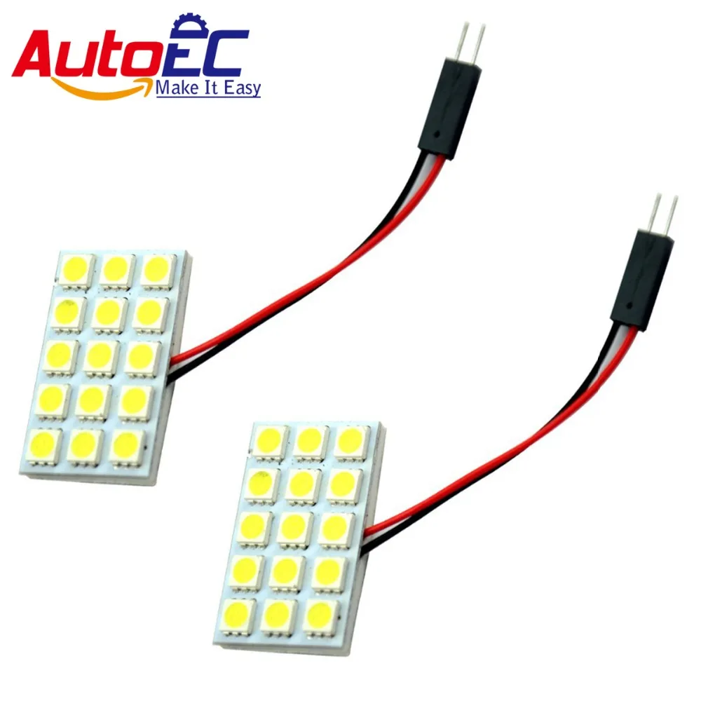 AutoEC 100X Dome Panel LED 15 SMD 5050 Car Interior Reading light 12V white blue with Festoon T10 adapter #LL10
AutoEC 100X Dome Panel LED 15 SMD 5050 Car Interior Reading light 12V white blue with Festoon T10 adapter #LL10