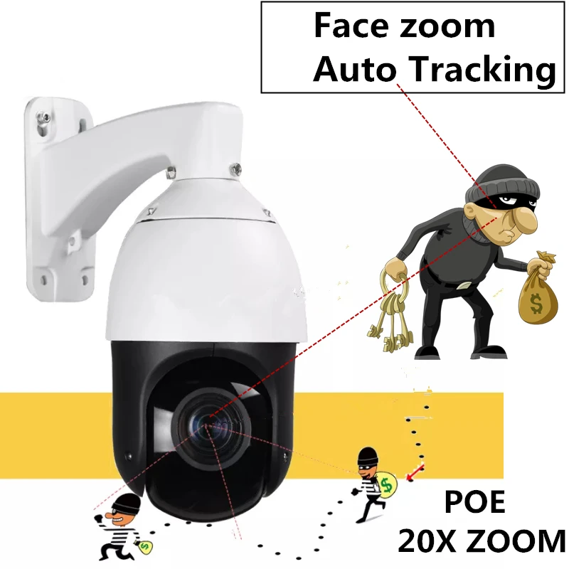 

H.265 2MP PTZ IP Camera Starlight 20X optical zoom IR 100m Motion Detection Onvif P2P 1080P POE Humanoid Auto Tracking Camera