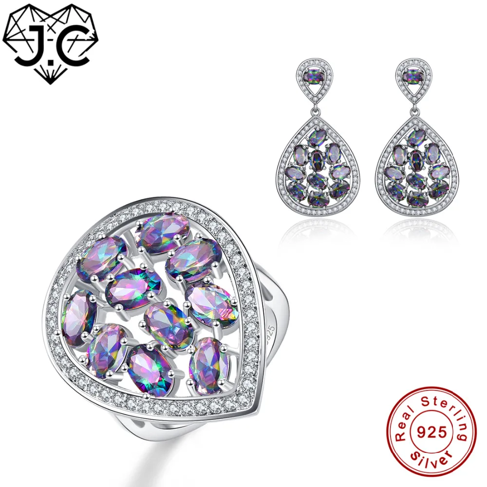 J.C Women Engagement Jewelry Girl Delicate Rainbow Topaz Ring & Earring Genuine Solid 925 Standard Sterling Silver Jewelry Set
J.C Women Engagement Jewelry Girl Delicate Rainbow Topaz Ring & Earring Genuine Solid 925 Standard Sterling Silver Jewelry Set