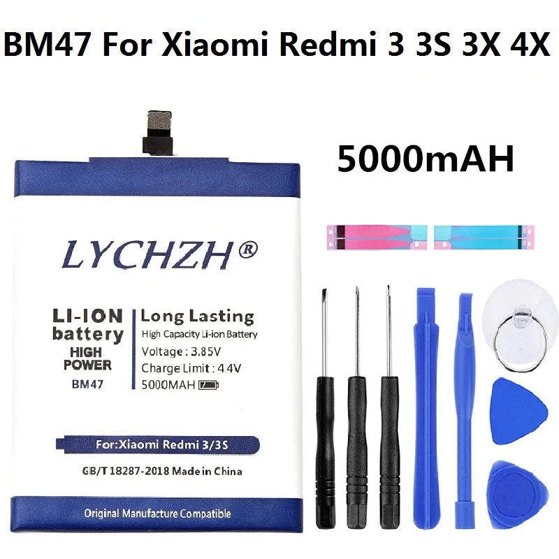 5000 мАч качество ёмкость BM47 батарея для Xiaomi Redmi 3 S 3X 4X Hongmi Redrice bm47 Bateria|Аккумуляторы