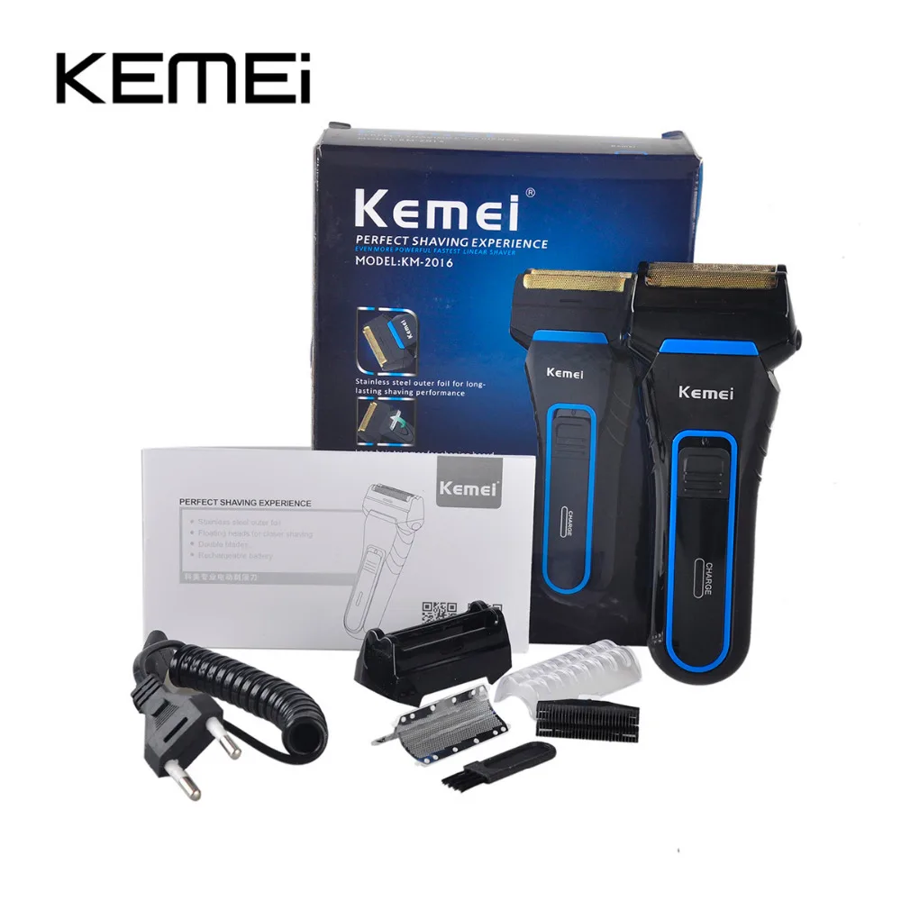 Аккумуляторный электробритва Kemei KM 2016 для мужчин бритва с двойным возвратно