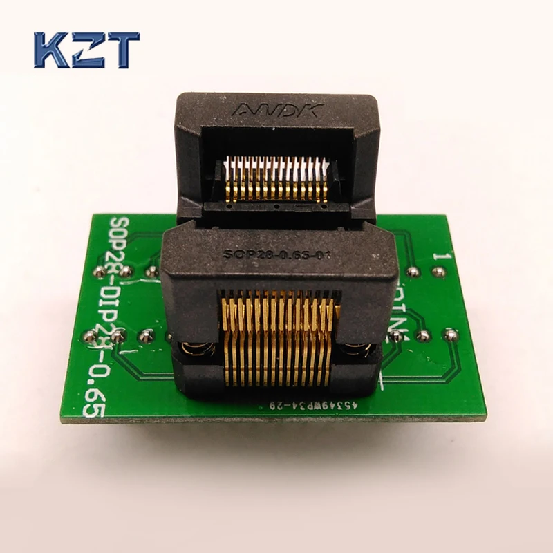 SSOP28 TSSOP28 to DIP28 Programming Socket Pitch 0.65mm IC Body Width 4.4mm 173mil OTS-28-0.65-01 Flash Test Socket Adapter
SSOP28 TSSOP28 to DIP28 Programming Socket Pitch 0.65mm IC Body Width 4.4mm 173mil OTS-28-0.65-01 Flash Test Socket Adapter