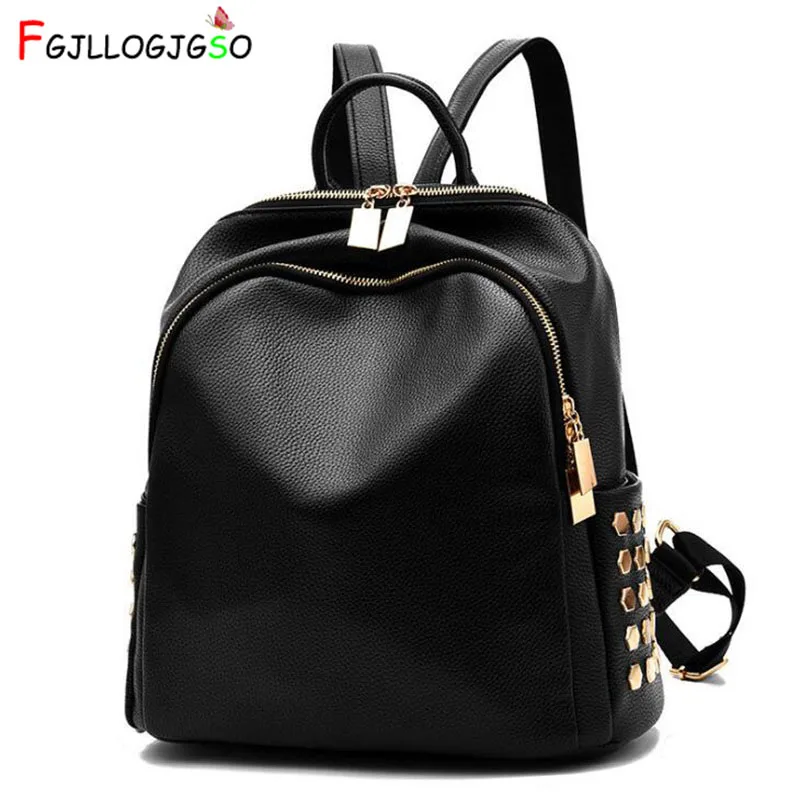 Женский рюкзак с заклепками FGJLLOGJGSO повседневная школьная сумка из искусственной