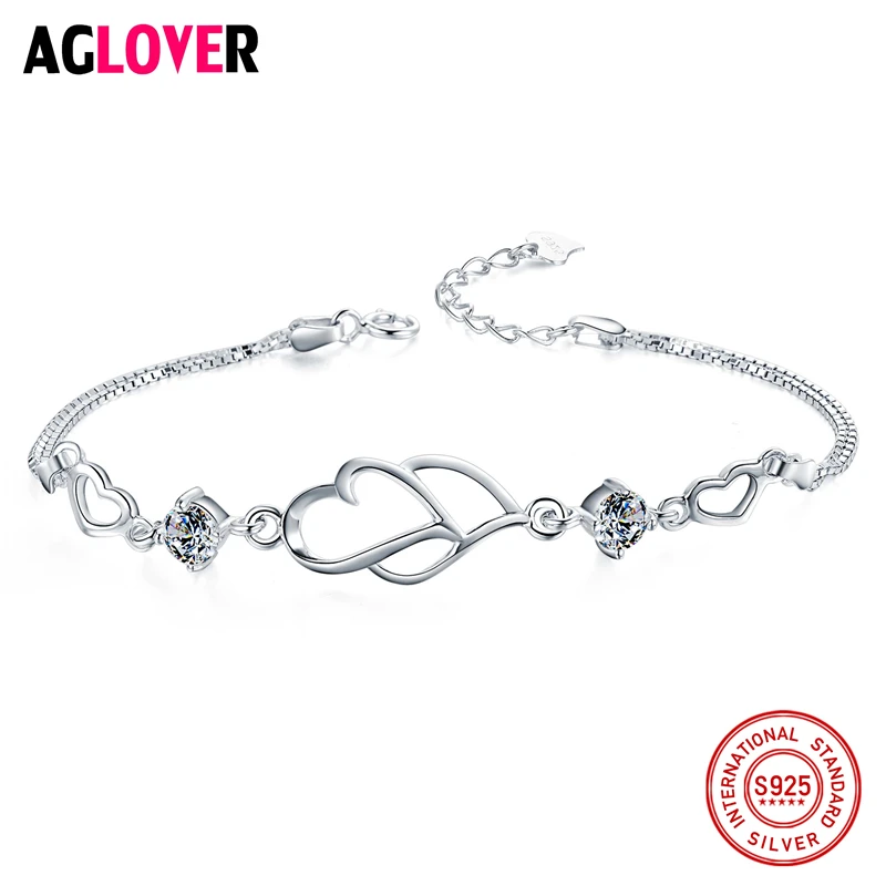 AGLOVER 925 Sterling Silver Bracelet for Women with Crystal Zircon Genuine 925 Silver Heart Charm Bracelets Party Jewelry
AGLOVER 925 Sterling Silver Bracelet for Women with Crystal Zircon Genuine 925 Silver Heart Charm Bracelets Party Jewelry