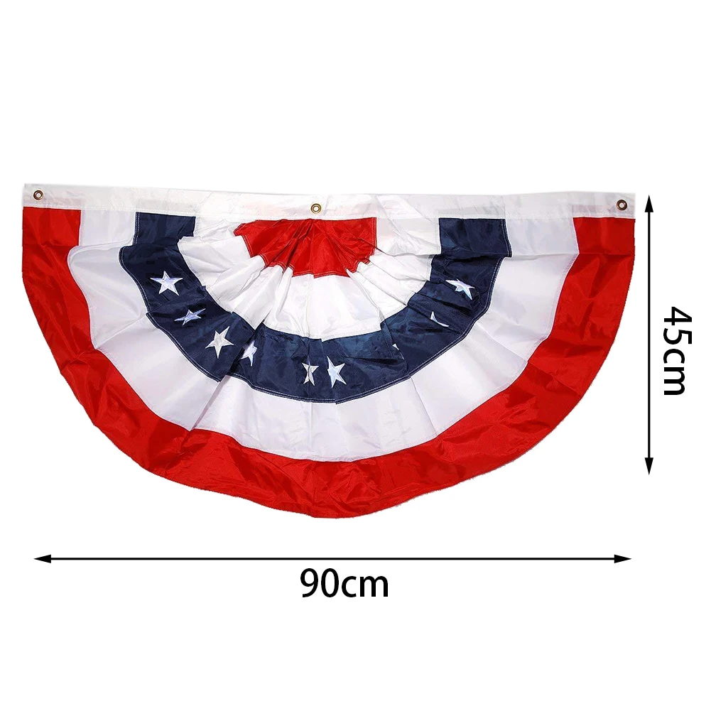 Home Fan Shape American Portable Party Patriotic Pleated Independence Day Hanging Star Stripes Bunting Flag Decorative | Дом и сад