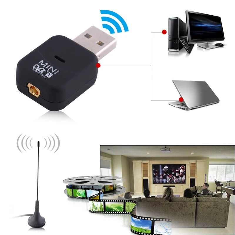 Цифровой мини-тюнер DVB-T USB 2 0 SDR + DAB FM HDTV приемник ключ с антенной пульт