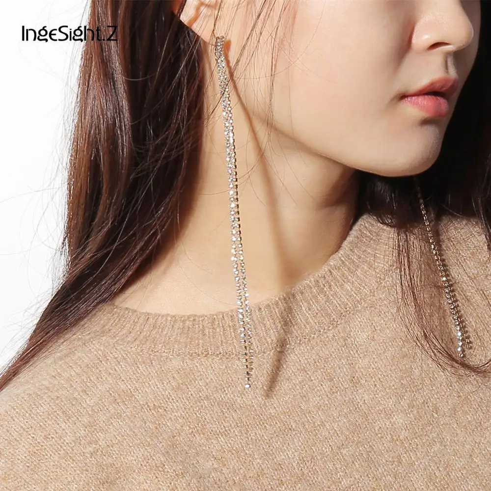 17cm Long Rhinestones Crystal Dangle Earrings Women Fashion Drop Earrings Jewelry Silver Color Double Tail Tassel Accessories
17cm Long Rhinestones Crystal Dangle Earrings Women Fashion Drop Earrings Jewelry Silver Color Double Tail Tassel Accessories