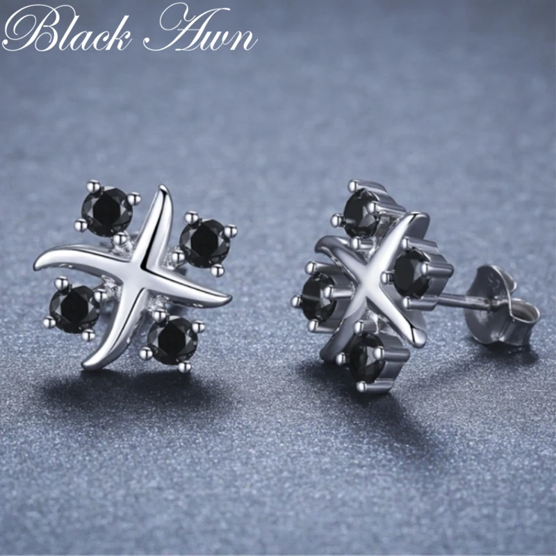 Black Awn Romantic Silver Color Jewelry Natural Black Spinel Party Stud Earrings for Women Bijoux I118
Black Awn Romantic Silver Color Jewelry Natural Black Spinel Party Stud Earrings for Women Bijoux I118