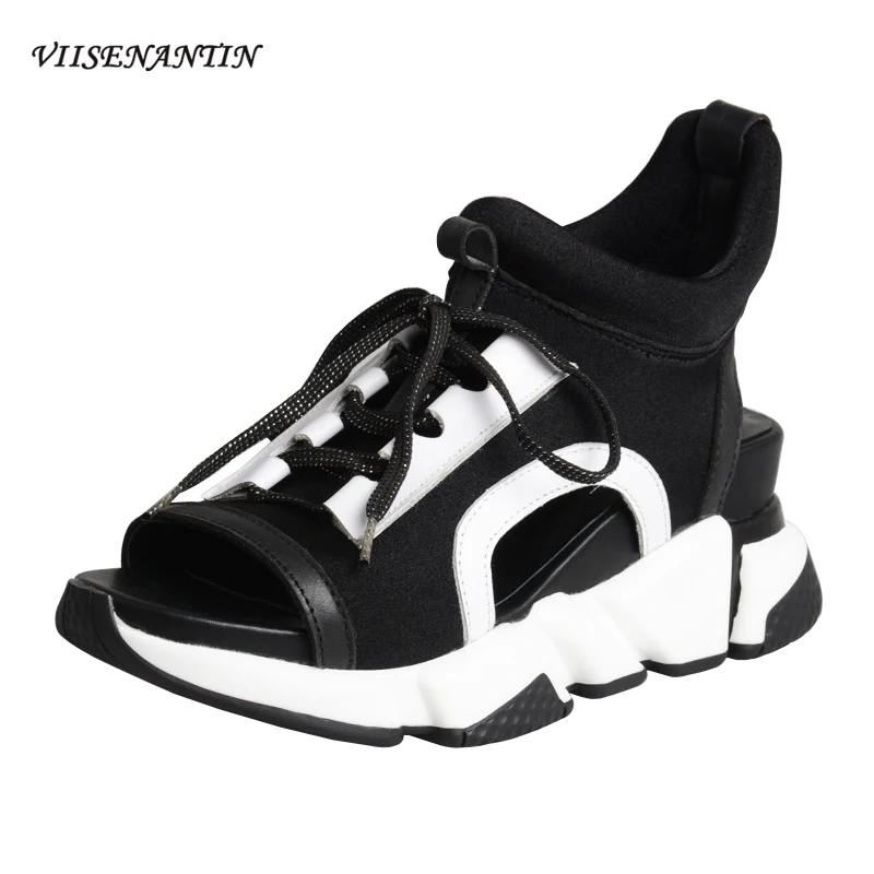 VIISENANTIN Women Sports Sandal Summer Black Elastic Cloth Black White Peep Toe Muffin Heel Sandal Shoe Designer Sandalias
VIISENANTIN Women Sports Sandal Summer Black Elastic Cloth Black White Peep Toe Muffin Heel Sandal Shoe Designer Sandalias