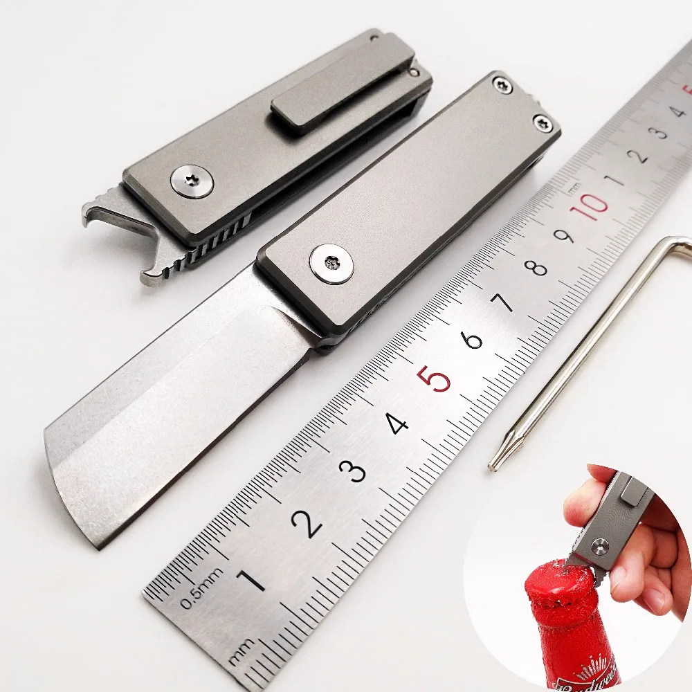JSSQ Mini Folding Knife M390 Blade Titanium Handle Camping Pocket Knives Bottle Opener Survival Hunting EDC Tools Key pendant
JSSQ Mini Folding Knife M390 Blade Titanium Handle Camping Pocket Knives Bottle Opener Survival Hunting EDC Tools Key pendant