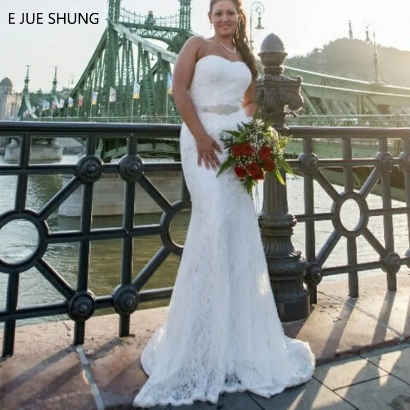 E JUE SHUNG White Lace Mermaid Wedding Dresses Crystal Sash Sweetheart Cheap Wedding Gowns Bridal Dresses vestidos de novia
E JUE SHUNG White Lace Mermaid Wedding Dresses Crystal Sash Sweetheart Cheap Wedding Gowns Bridal Dresses vestidos de novia