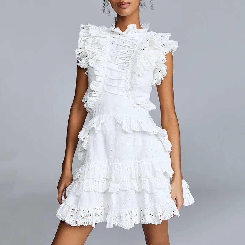 2019 Korean Fashion Self Portrait Dress Women Summer A-line Hollow Out Lace Mini Dress High Waist Sleeveless Ruffles Dresses
2019 Korean Fashion Self Portrait Dress Women Summer A-line Hollow Out Lace Mini Dress High Waist Sleeveless Ruffles Dresses