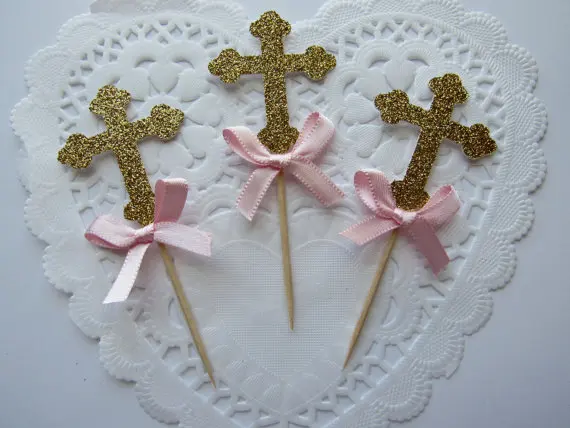 glitter Gold and Pink Cross Baptism Communion Cupcake Toppers birthday bachelorette wedding baby bridal shower toothpicks
glitter Gold and Pink Cross Baptism Communion Cupcake Toppers birthday bachelorette wedding baby bridal shower toothpicks