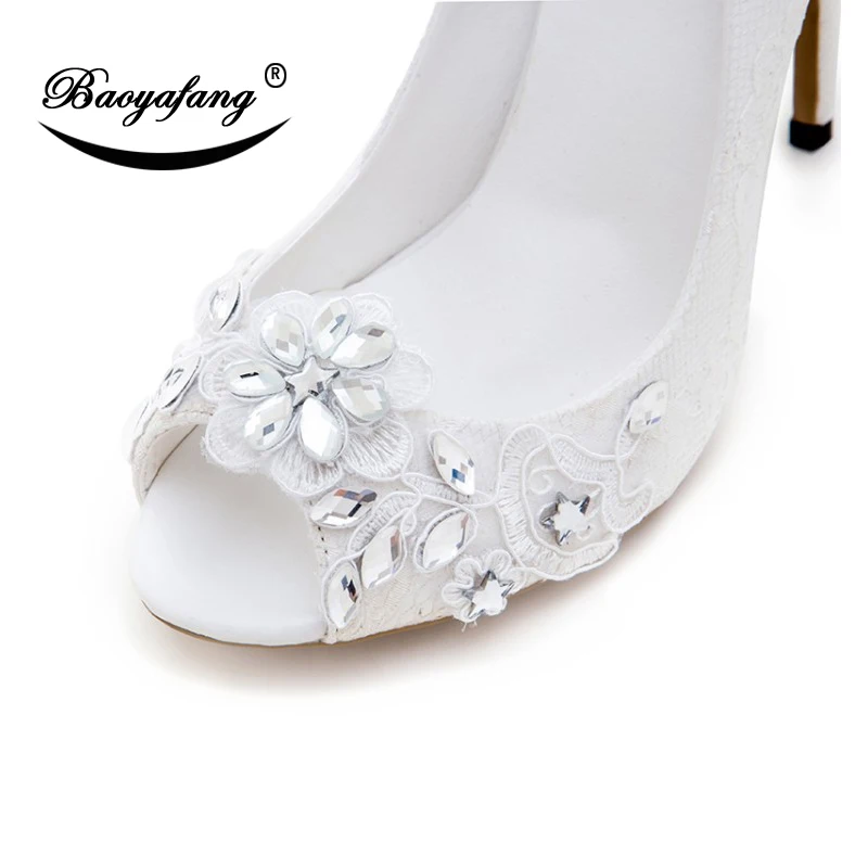 BaoYaFang 2018 New 12cm Women Wedding shoes High Heel shoes Ladies White Lace party shoes woman Female Peep Toe fashion shoes
BaoYaFang 2018 New 12cm Women Wedding shoes High Heel shoes Ladies White Lace party shoes woman Female Peep Toe fashion shoes