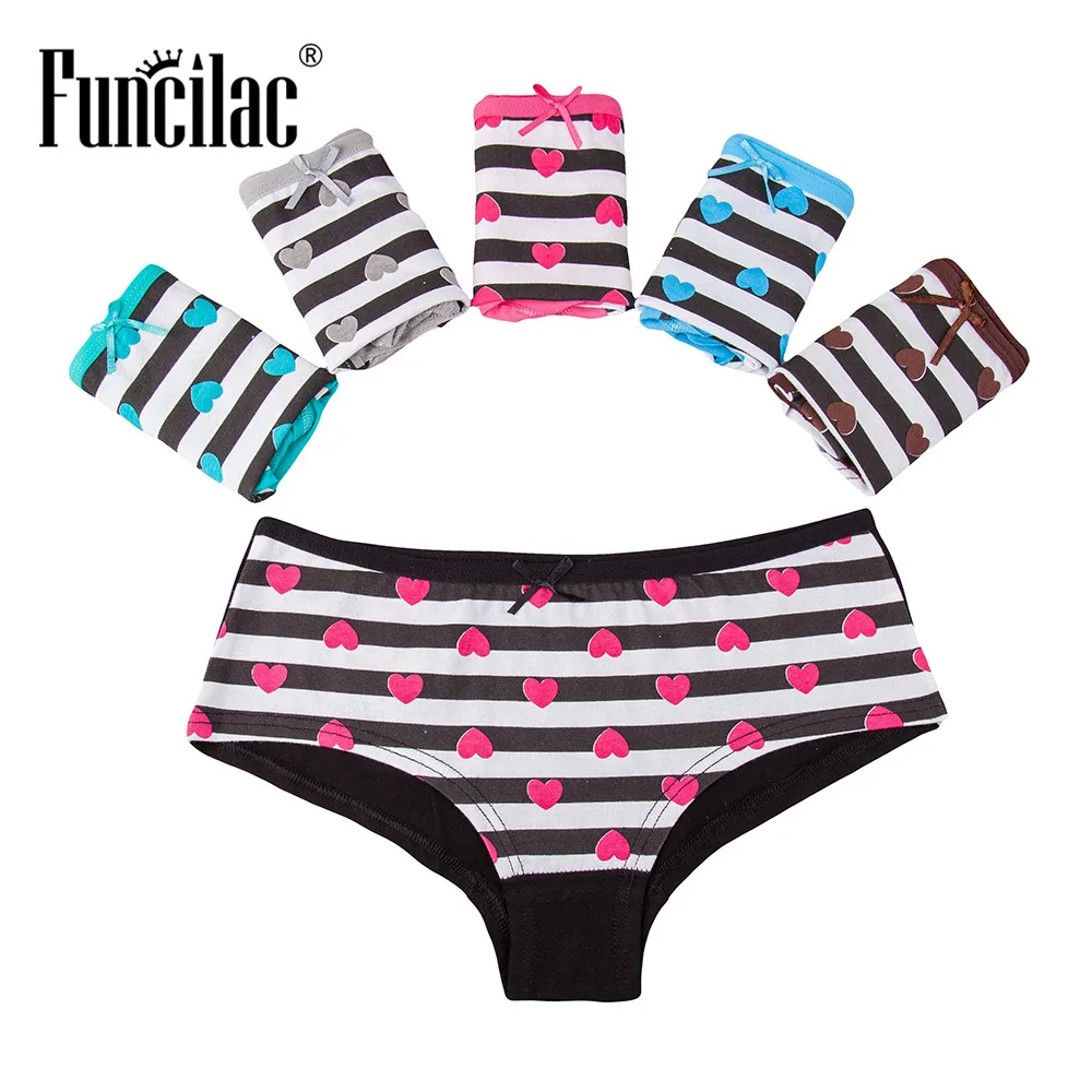 FUNCILAC Panties Striped Sexy Underwear Women Heart Bowknot Lovely Cute Cotton Briefs Underpants 5pcs/lot
FUNCILAC Panties Striped Sexy Underwear Women Heart Bowknot Lovely Cute Cotton Briefs Underpants 5pcs/lot
