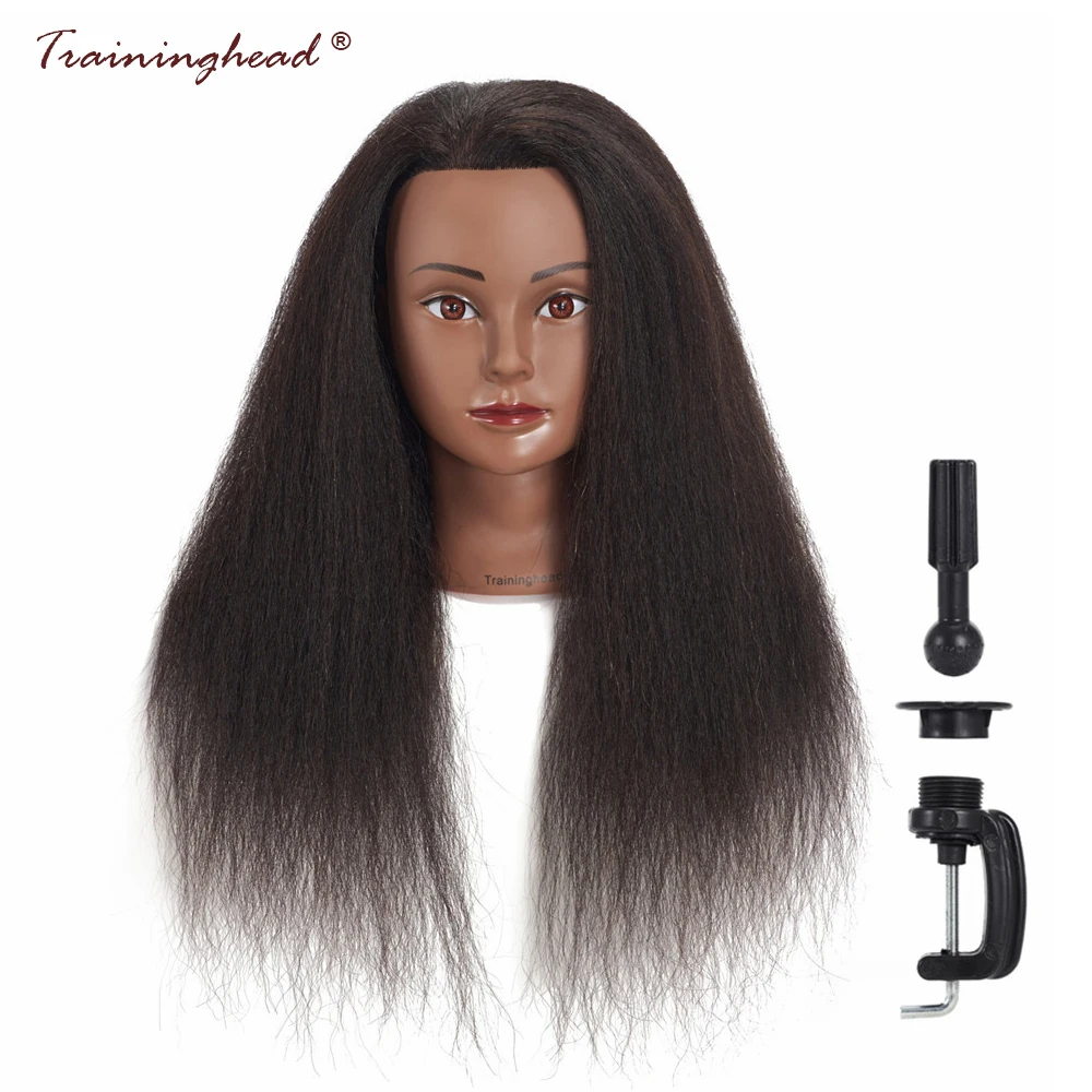 Traininghead 16 "100% настоящие волосы манекен головы парикмахер Обучение Кукла