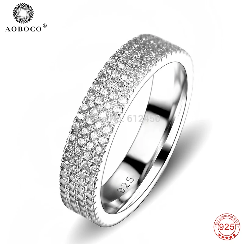AOBOCO 925 Sterling Silver Ring Man Full Micro Pave Cubic Zirconia Wedding Rings for Women Jewelry Gift Couple Engagement Rings
AOBOCO 925 Sterling Silver Ring Man Full Micro Pave Cubic Zirconia Wedding Rings for Women Jewelry Gift Couple Engagement Rings