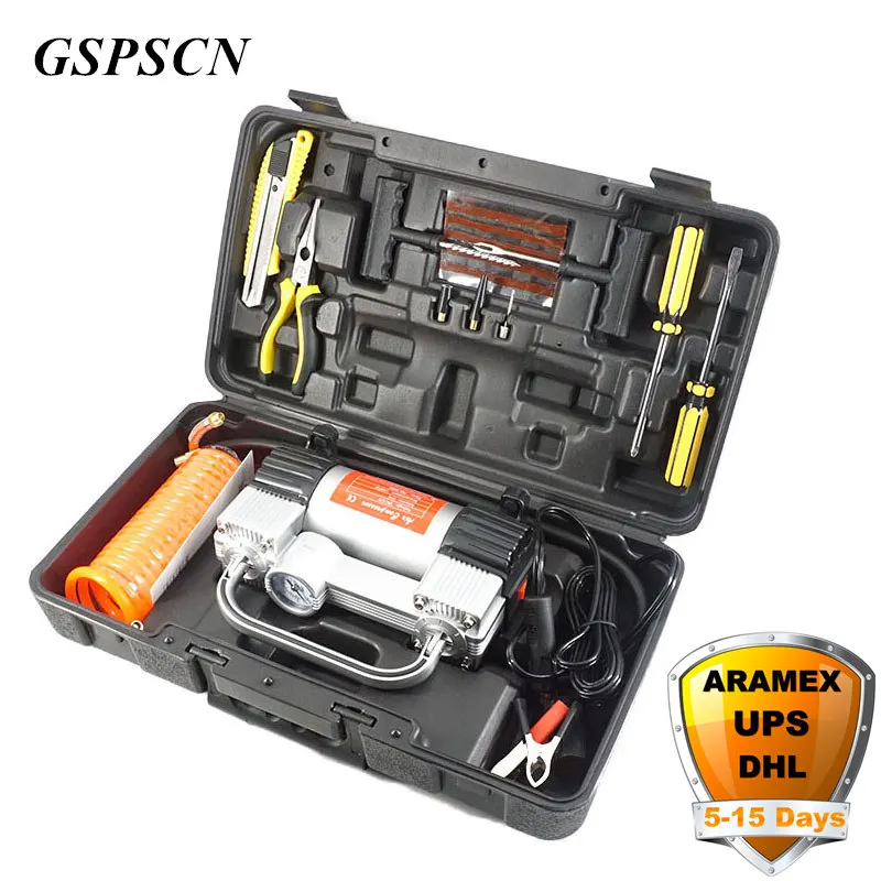 GSPSCN Double Cylinder Inflatable Pump with Suitcase Car Air Compressor 12V with Toolbox Twin Cylinder Portable Inflator Pump
GSPSCN Double Cylinder Inflatable Pump with Suitcase Car Air Compressor 12V with Toolbox Twin Cylinder Portable Inflator Pump