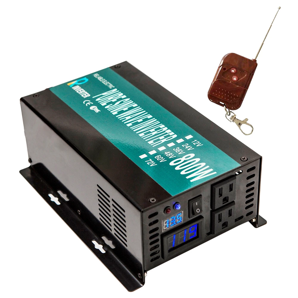 800W Solar Inverter 12V 220V Pure Sine Wave Power Inverter Backup Power Converter 24V/48V DC to 120V/230V/240V AC Remote Control
800W Solar Inverter 12V 220V Pure Sine Wave Power Inverter Backup Power Converter 24V/48V DC to 120V/230V/240V AC Remote Control