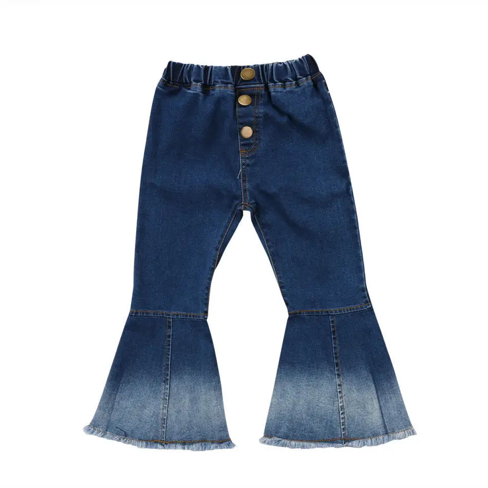Джинсовые брюки с широкими штанинами для маленьких девочек|baby girl denim pants|toddler girls