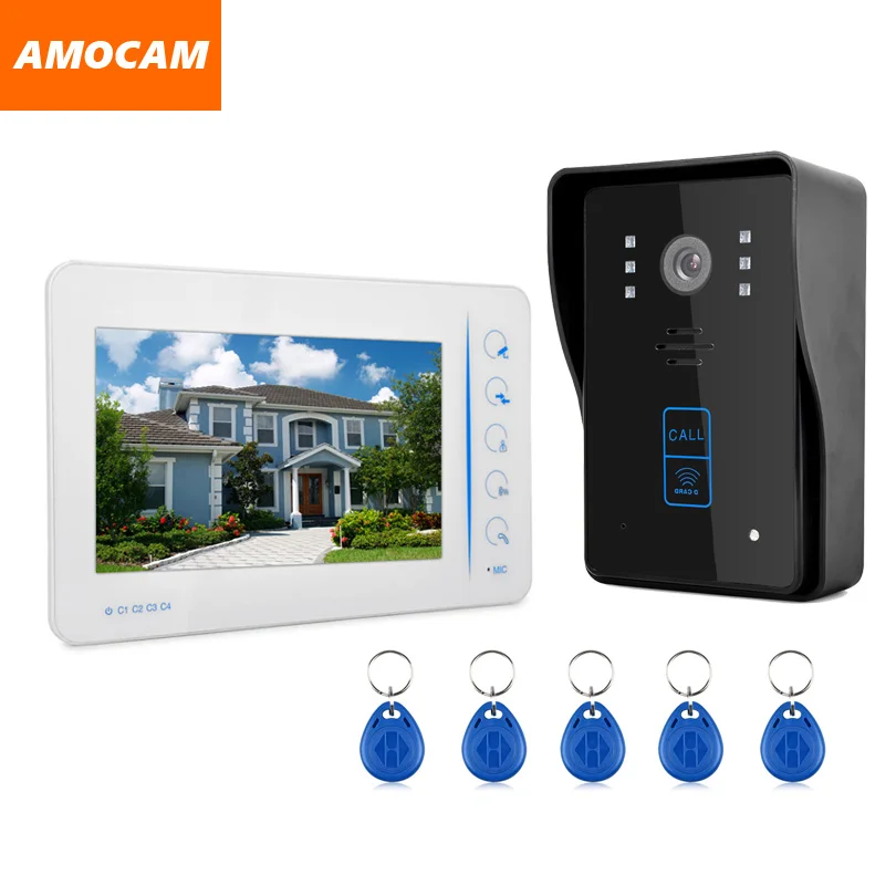 7" Touch Monitor Video Intercom Doorbell door phone System 5 Pcs RFID Keyfobs IR Night Vision Support 4 Channel CCTV Camera
7" Touch Monitor Video Intercom Doorbell door phone System 5 Pcs RFID Keyfobs IR Night Vision Support 4 Channel CCTV Camera
