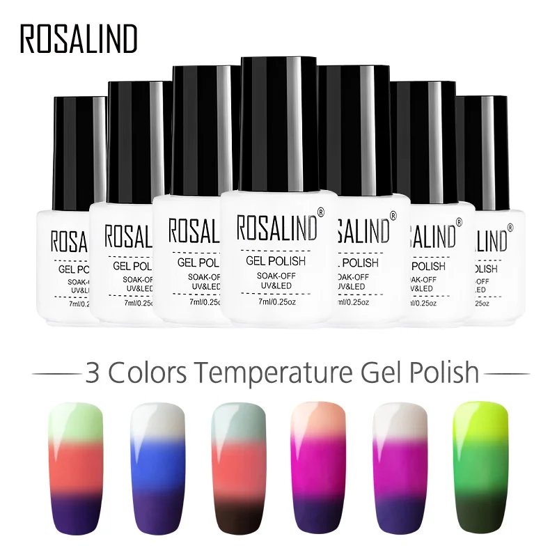 Гель-лак ROSALIND 7 мл 3 цвета температурный для ногтей долговечный гель-лаки
