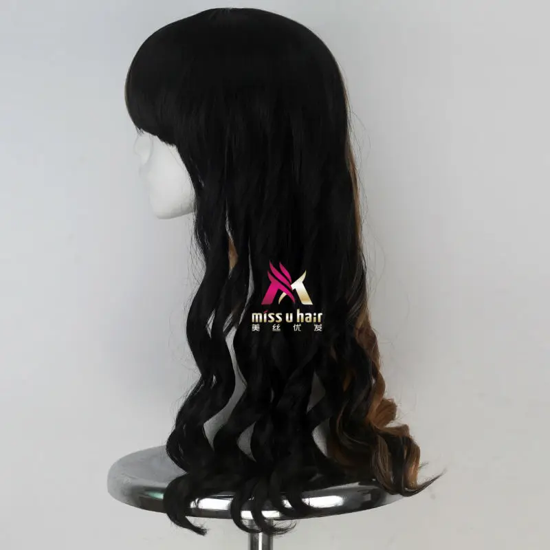 Женский синтетический парик Miss U Hair наполовину черный и Темный светлый средней